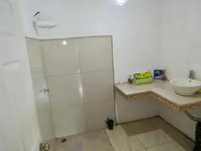 a bathroom with a sink and a shower at Rose House Manuel Antonio in Quepos