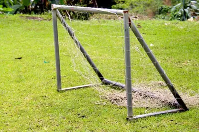 a soccer goal in a field of grass at Morada La Gloria in Barbacoas