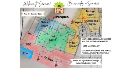 a map of the city of sarajevo at Tico Tiki Vacation Villa, 5 Bedroom in Sámara