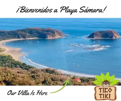 a picture of a beach with the words hawksocrates a playa samara at Tico Tiki Vacation Villa, 5 Bedroom in Sámara
