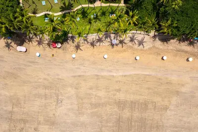 an overhead view of a beach with shells on the sand at Sunrise 42 - 2 Bedroom Ocean View Condo in Tamarindo