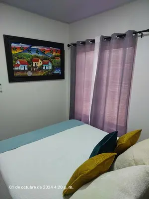 a bedroom with a bed and a picture on the wall at DEPARTAMENTOs HABY 1 in Paquera