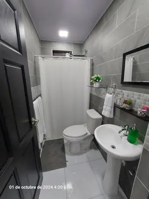 a bathroom with a white toilet and a sink at DEPARTAMENTOs HABY 1 in Paquera