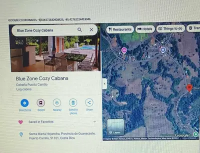 a screenshot of a website with a map on it at Blue Zone Cozy Cabaña Peaceful Getaway in Santa María