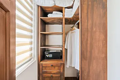 a closet with a bunk bed in a room at Stylish Condo in the Heart of Las Catalinas with Vibrant Design & Exclusive Beach Club Access in Playa Danta