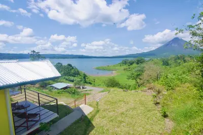 a view of a lake and a mountain at Hilltop Bungalow #1 W Spectacular Volcano View in El Fosforo