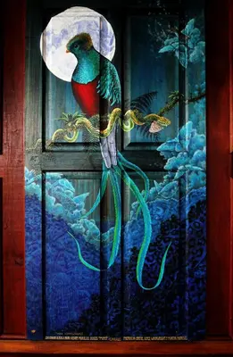 a painting of a bird on a window at Camino Nuevo Monteverde Ecolodge in Monteverde Costa Rica