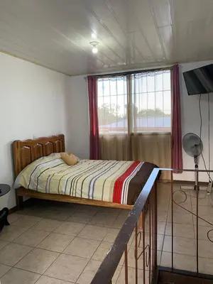 a bedroom with a bed and a window in a room at Alicama in Puerto Limón