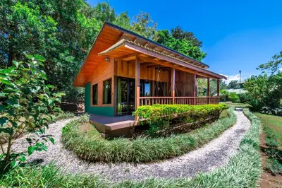 a small house with a pathway leading to it at Campo Verde B&B - Monteverde Costa Rica in Monteverde Costa Rica