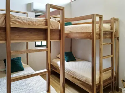 a bunk bed room with two bunk beds at Serene Hills in Fortuna