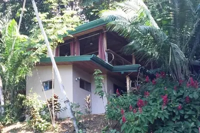 a house in the middle of a garden at Casita Morpho, high speed wifi in Uvita
