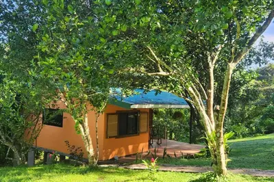 a small house in the middle of trees at Hermosa cabaña con espacios al Aire Libre! in San Francisco