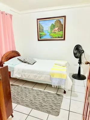 a bedroom with a bed and a fan at Sweet Home Carrion 2 y 3 in Fortuna