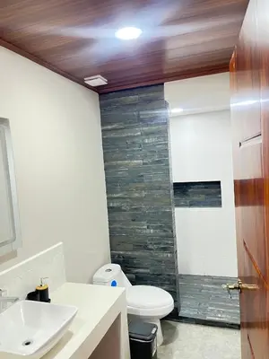 a bathroom with a toilet and a sink and a shower at Marea Baja73 in Puntarenas