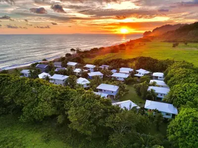 an aerial view of a resort near the ocean at #28 Beach Bungalow in Playa Hermosa