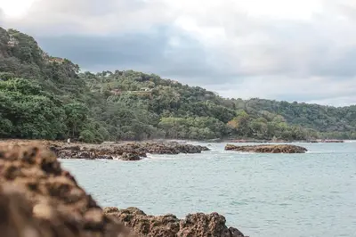 a view of the ocean from a rocky beach at Villa Bahia Oceanview Designer Retreat Malpais in Mal País