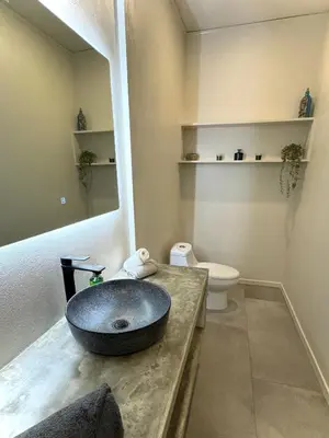 a bathroom with a sink and a toilet at Private Tail House centre Uvita in Uvita