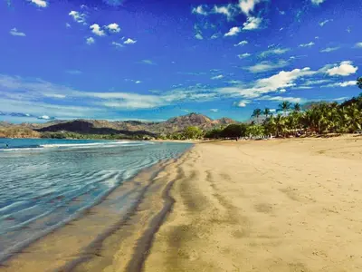 a sandy beach with palm trees and the ocean at Coco Sunset Hills #42 in Coco