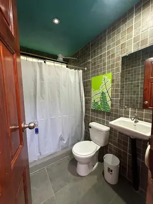 a bathroom with a toilet and a sink at Aracari Eco Lodge in Corazón de Jesús