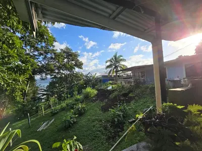a view of a garden from the porch of a house at Casita el Jardin in Nuevo Arenal