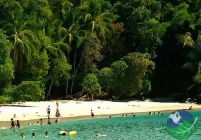 a group of people in the water at a beach at Casa Monos in Quepos