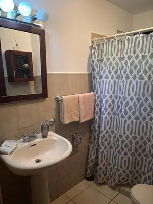 a bathroom with a sink and a shower at Cocomarindo 63 in Coco