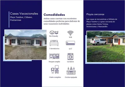 a page of a catalogue of a house at Casas Vacacionales Tambor Beach in Puntarenas