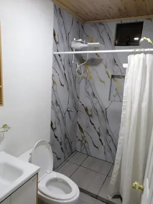 a bathroom with a shower and a toilet and a sink at Apartamento JOKO in Villarreal