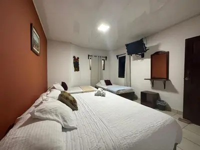a bedroom with a large white bed in a room at Hotel Pacande B&B in Alajuela City