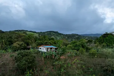 a house on top of a hill with trees at Villa Alma de Campo Monteverde in Monteverde Costa Rica
