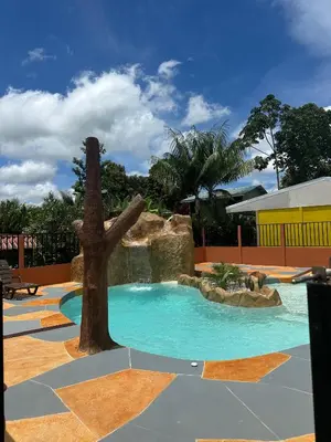 a pool with a tree in the middle of it at Rusticas Dani in Tanque
