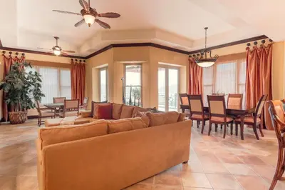 a living room with a couch and a dining room at CR Luxury Terrazas De Marbella 3A 3 Bdrm in La Mona