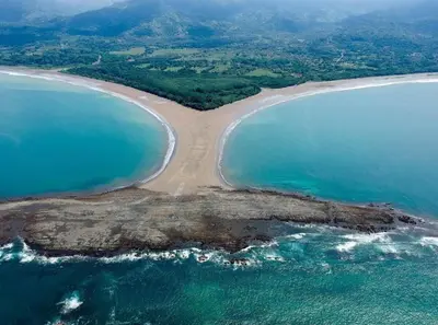 an aerial view of an island in the ocean at New! Ocean View, Jungle Surrounded, Walk to Beach & River in Uvita