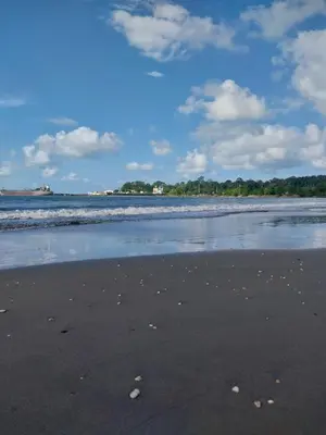 a beach with the ocean and the shoreline at Apartamento de playa del Caribe in Moín