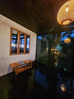 a room with a wooden table and a window at VIP Villa Vista Hermosa in San Francisco