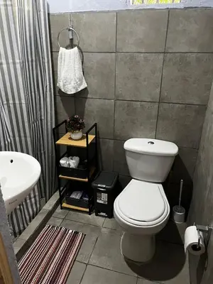 a bathroom with a toilet and a sink at Paraiso Valle Azul in Puntarenas