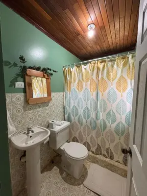 a bathroom with a toilet and a sink at Finca Marbella in San Ramón