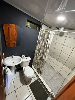 a bathroom with a toilet and a sink at El Nido del Tucan Rio Celeste in El Achiote