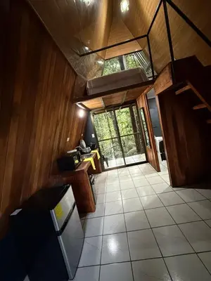 an overhead view of a kitchen in a house at El Nido del Tucan Rio Celeste in El Achiote