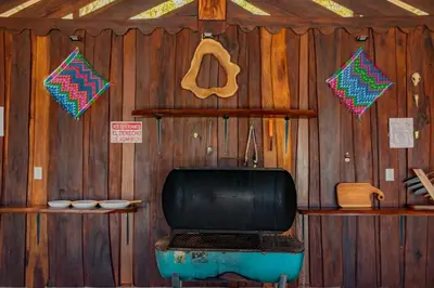 a room with a wooden wall with a tv in it at Cabaña Rustica Chepe Araya in Pejibaye