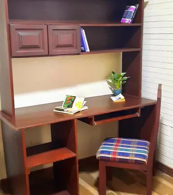 a desk with a chair and a book shelf at 2 Room 1 ba close to SJO airport, Poás and waterfalls in Alajuela City