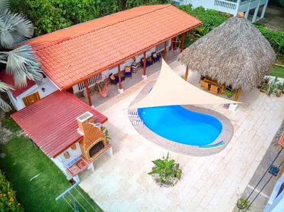 an overhead view of a resort with a swimming pool at Mariposa Monarca in Esterillos