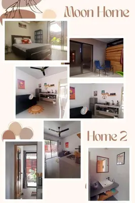 a collage of pictures of a bedroom and a living room at Moon Home Sand #2 in Playa hermosa