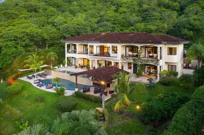 an aerial view of a house with a swimming pool at Villa Buena Onda All Inclusive in Coco