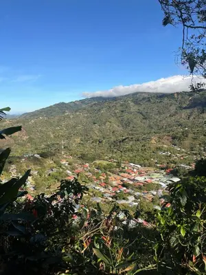 a view of a small town on a mountain at San Gabriel Kalyäkä No 02 in San Gabriel