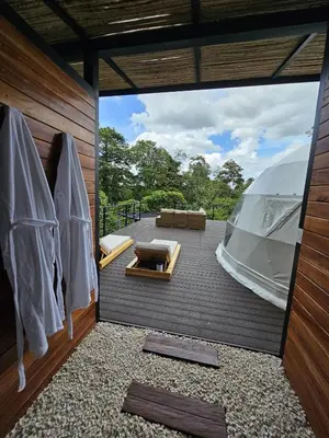 a view from the inside of a house with a glass door at Moonlight 02 in Fortuna