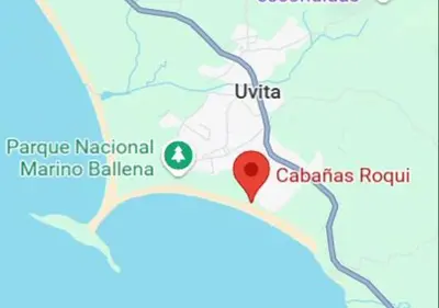 a map of the town of caldariarovincialolis at ROQUI Cozy Beachfront Cabin in Uvita