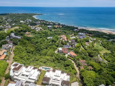 an aerial view of houses and the ocean at Luxury Oceanview Penthouse, Breathtaking Sunsets in Tamarindo