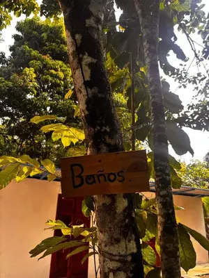a sign on a tree that says baros on it at Camping Finca Planeta Sano in Naranjito