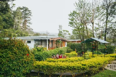 a house with a garden in front of it at Hotel Holístico Monteverde in Monteverde Costa Rica